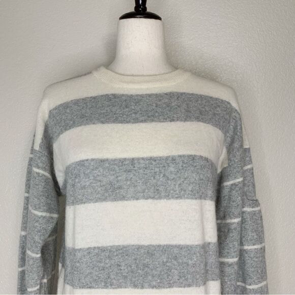 Liz Claiborne Collection Lambswool Angora Rabbit Blend Striped Sweater - Picture 2 of 11